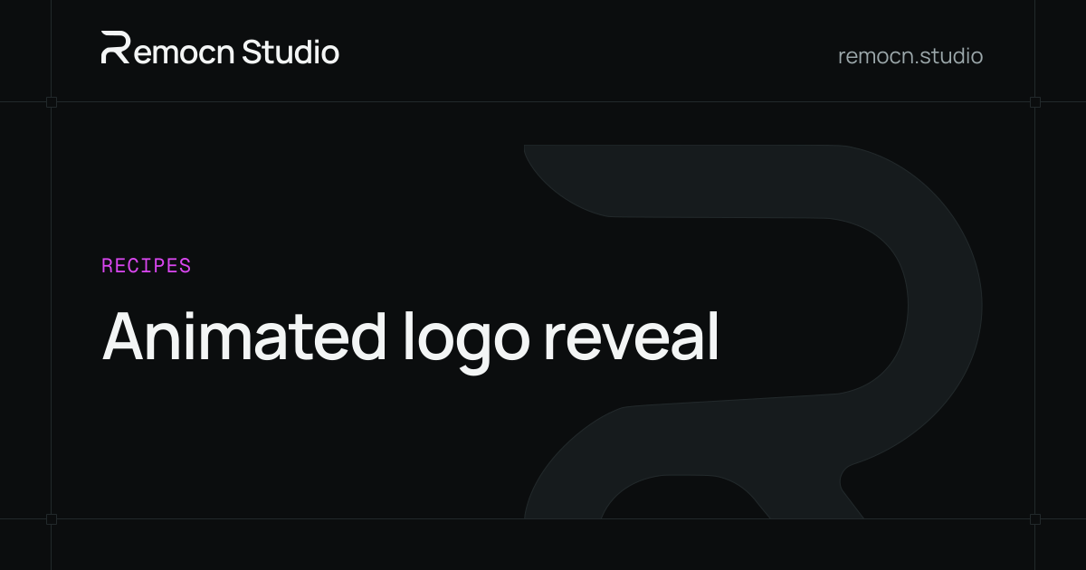 Animated logo reveal — Remocn Studio